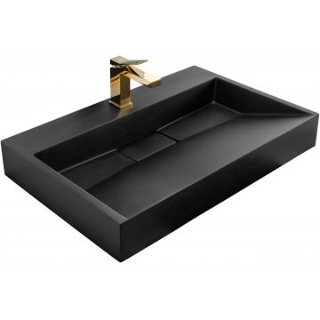 Lavoar compozit pe blat Rea Goya 70 cm negru mat