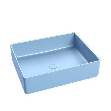 Lavoar Foglia dreptunghiular pe blat albastru mat cu ventil inclus 45x32 cm