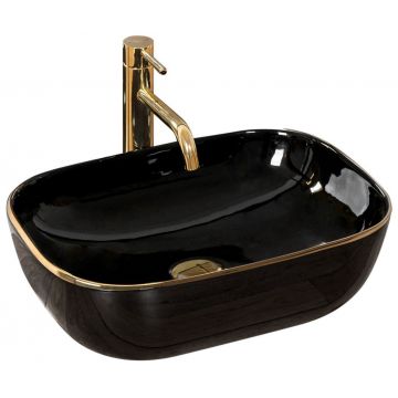 Lavoar negru/auriu pe blat Rea Belinda Black Gold 46,5 cm