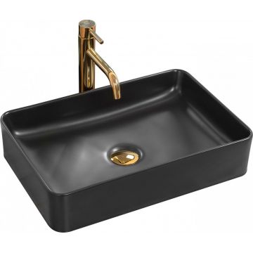 Lavoar negru mat pe blat Rea Avia 51 cm