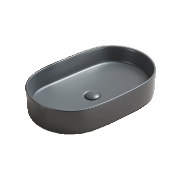 Lavoar Foglia oval pe blat gri mat cu ventil inclus 52x30 cm