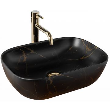 Lavoar pe blat Rea Belinda 46 cm stil marmura neagra