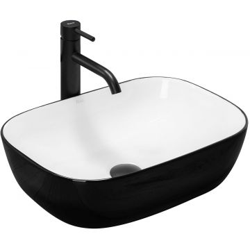 Lavoar pe blat, ceramic, Rea Belinda, 46.5x33 cm, alb/negru