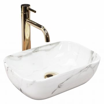 Lavoar pe blat Rea Belinda Mini Aiax dreptunghiular finisaj alb piatra 37 cm