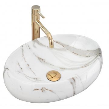 Lavoar pe blat Rea Linda Lava alb-marmura 48 cm