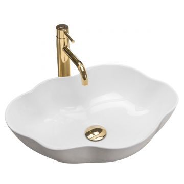 Lavoar pe blat, ceramic, Rea Pearl, 51.5x37.5 cm, alb