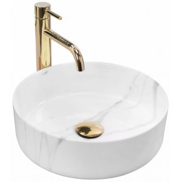 Lavoar pe blat Rea Sami alb marmura lucios 36 cm
