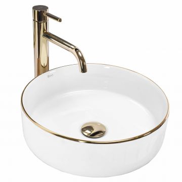 Lavoar pe blat Rea Sami rotund finisaj alb - auriu 36 cm