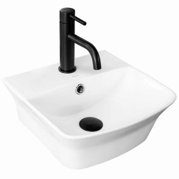 Lavoar pe blat Rea Selma dreptunghiular finisaj alb lucios 34 cm