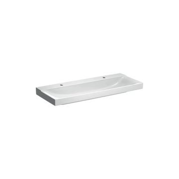 Lavoar pe mobilier Geberit Xeno2 cu orificiu baterie stanga si dreapta 120 cm alb