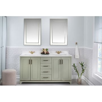 Mobilier de baie clasic cu lavoar si 2 oglinzi, verde