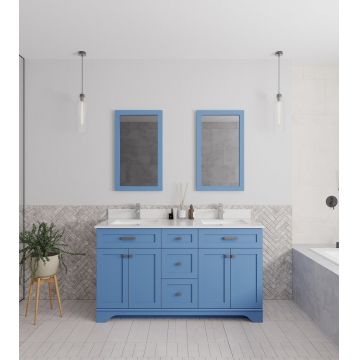 Mobilier de baie cu lavoar si oglinda, albastru deschis