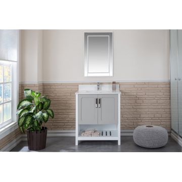 Mobilier de baie cu oglinda si lavoar, gri
