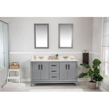Mobilier de baie Michigan cu lavoar si oglinda dubla, gri