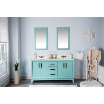 Mobilier de baie Michigan cu lavoar si oglinda dubla, turcoaz