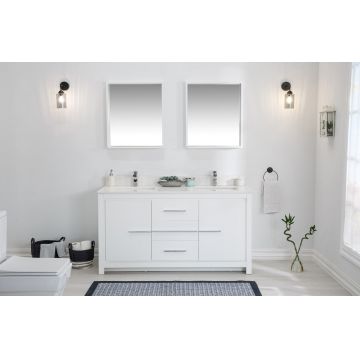Mobilier de baie Superior cu lavoar si oglinda dubla, alb