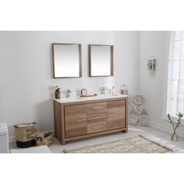 Mobilier de baie Superior cu lavoar si oglinda dubla, imitatie lemn