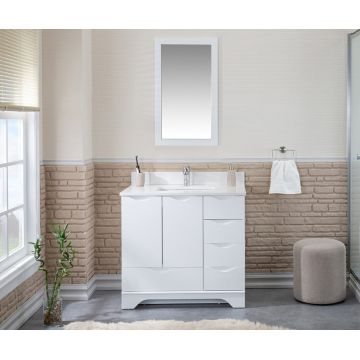 Mobilier de baie Teton cu lavoar si oglinda, alb