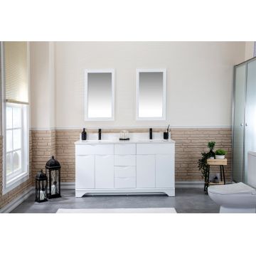 Mobilier de baie Teton cu lavoar si oglinda dubla, alb