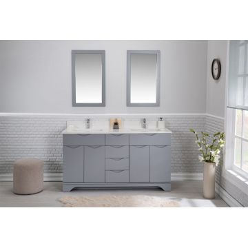Mobilier de baie Teton cu lavoar si oglinda dubla, gri