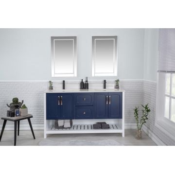 Mobilier de baie Yampa cu lavoar si oglinda dubla, albastru