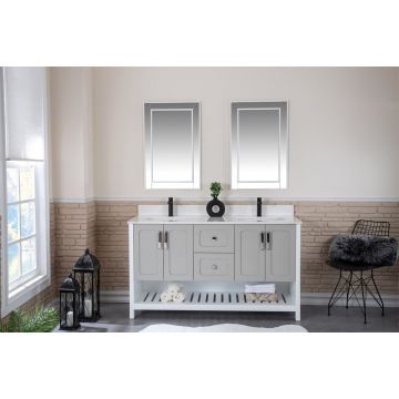 Mobilier de baie Yampa cu lavoar si oglinda dubla, gri