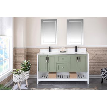 Mobilier de baie Yampa cu lavoar si oglinda dubla, verde