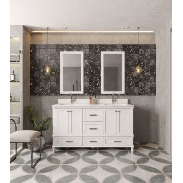 Mobilier de baie Yukon cu lavoar si oglinda dubla, alb