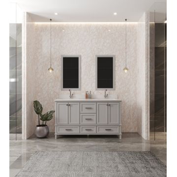 Mobilier de baie Yukon cu lavoar si oglinda dubla, gri