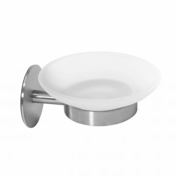 Savoniera Rea design rotund si finisaj nichel - sticla mata