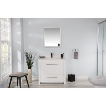 Set mobila de baie cu lavoar si oglinda, alb