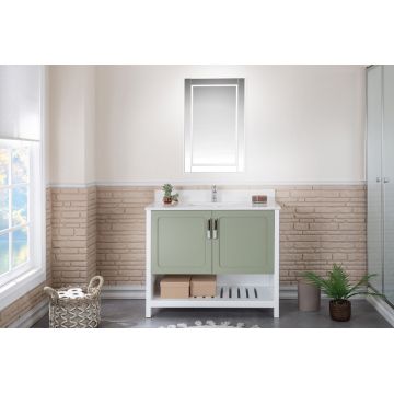 Set mobila de baie cu oglinda si lavoar, verde