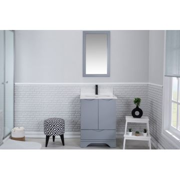 Set mobilier de baie 2 piese, cu oglinda si lavoar, gri