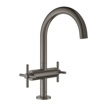 Baterie lavoar cu manere cruce Grohe Atrio L dubla comanda antracit periat Hard Graphite