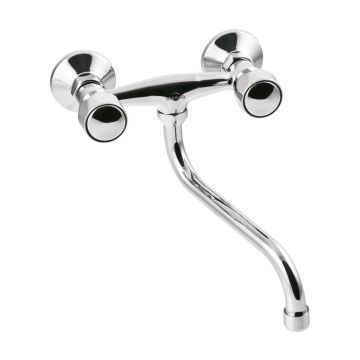 Baterie lavoar dubla comanda Invena Modena pipa 20 cm crom lucios