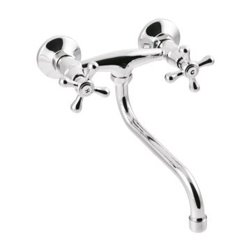 Baterie lavoar dubla comanda Invena Roma pipa 25 cm crom lucios