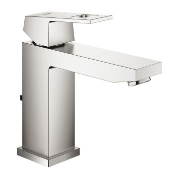 Baterie lavoar Grohe Eurocube M crom periat Supersteel cu ventil Pop-Up