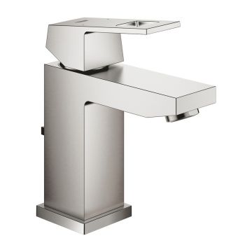 Baterie lavoar Grohe Eurocube S crom periat Supersteel cu ventil Pop-Up