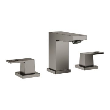 Baterie lavoar Grohe Eurocube S dubla comanda antracit periat Hard Graphite cu ventil