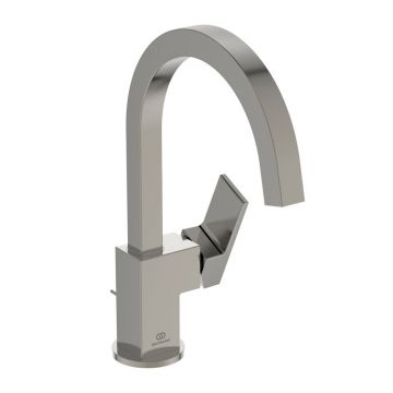 Baterie lavoar Ideal Standard Atelier Extra pipa rotativa argintiu Silver Storm cu ventil Pop-Up