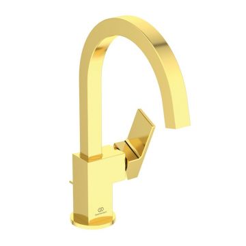 Baterie lavoar Ideal Standard Atelier Extra pipa rotativa auriu periat cu ventil Pop-Up