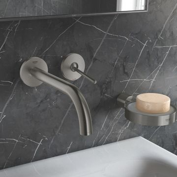 Baterie lavoar incastrata Grohe Atrio antracit periat Hard Graphite 19 cm fara corp ingropat