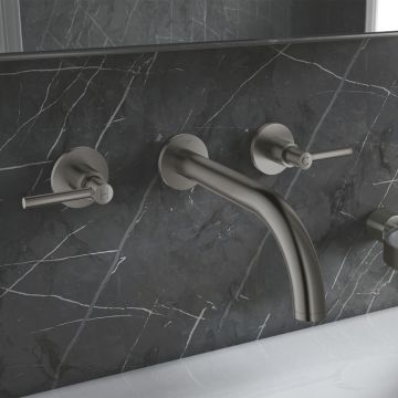 Baterie lavoar incastrata Grohe Atrio antracit periat Hard Graphite 3 elemente