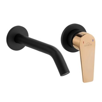 Baterie lavoar incastrata Invena Midnight negru - rose gold monocomanda