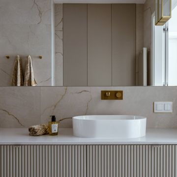 Baterie lavoar incastrata Omnires Contour auriu periat cu corp ingropat