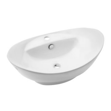 Lavoar pe blat Invena Esla oval 59 cm alb