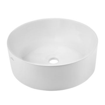 Lavoar pe blat Invena Kos rotund 42 cm alb