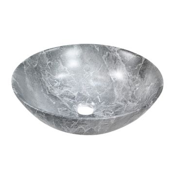 Lavoar pe blat Invena Tinos rotund 40 cm gri finisaj piatra