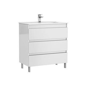 Set dulap baza pe pardoseala Gala Daily alb 3 sertare cu lavoar 80 cm