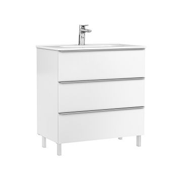 Set dulap baza pe pardoseala Gala Shona alb 3 sertare cu lavoar Klea 80 cm